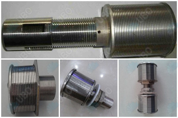 Wire wrapped screen water filter nozzle for industrial water filter