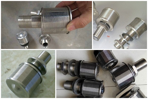 Wedge wire screen nozzle strainer for water filter tank