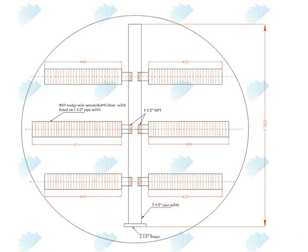 Wedge wire water lateral distributor is made of V shaped stainless steel wire. It has flow area, water distribution uniformity, the high mechanical strength, temperature,pressure,anti aging, anti corrosive has been greatly enhanced. Stainless steel wire around the space under the index finger to the size of the design.