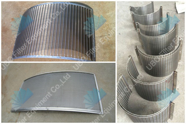 Sewage treatment wedge vee wire curved screen plate filter