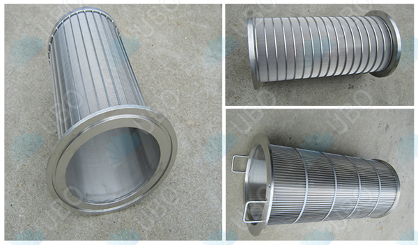 Wedge wrapped wire screen cylinder basket