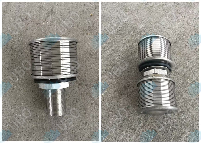 Wedge Wire water filter nozzle for resin mixing vessel