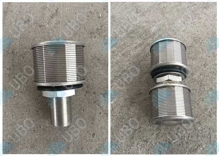 Wedge wire type media retention filter nozzle