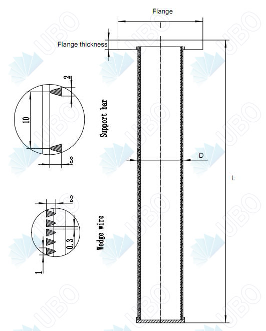 Wedge wrapped wire resin trap stainless steel screen pipe with flange
