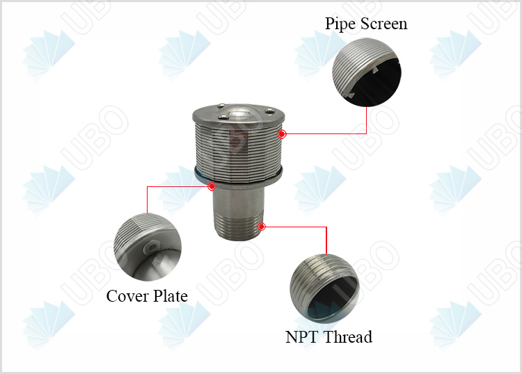 Wedge Wire water filter nozzle for resin mixing vessel