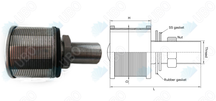 Wedge Wire type wedge wire filter nozzle strainer used for water filtration system
