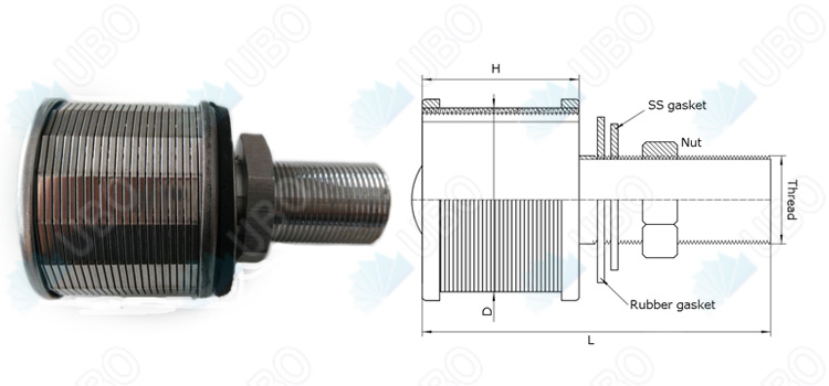 Welded wire Wedge Wire type filter screen nozzle used in water filteration syetem