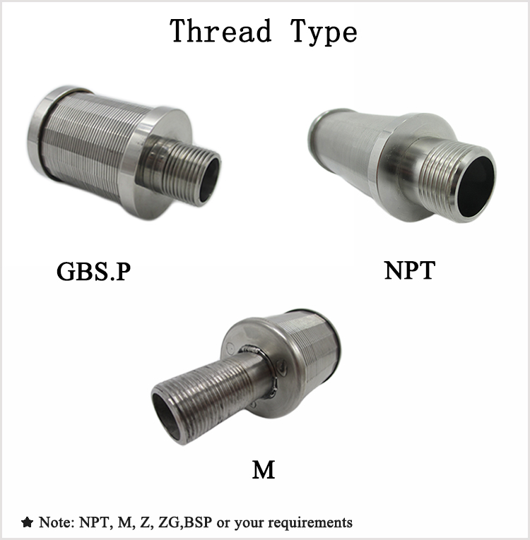 NPT thread water treatment Wedge Wire type wedge wire filter nozzle strainer