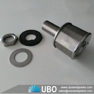 Wedge wire type media retention filter nozzle