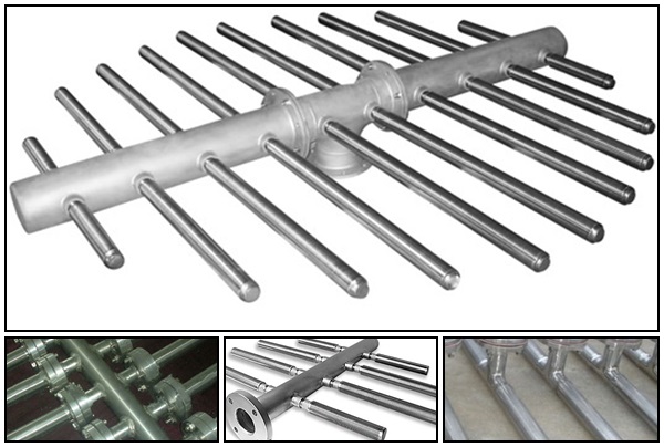 stainless steel wedge wire sparge header assembly