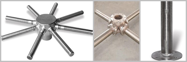 316L wedge wire hub lateral for filtration