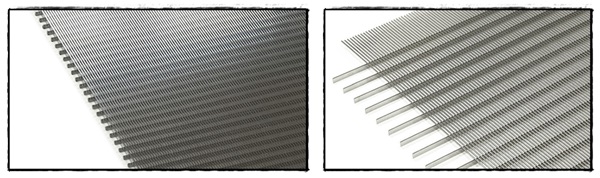 Flat screen grids with horizontal position welding