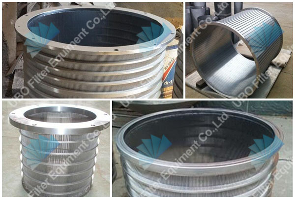 Wedge wire pressure screen basket for paper mills