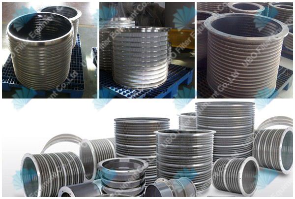 Wedge wire screen basket for paper mill