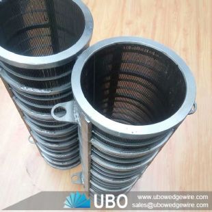 Wedge wrapped wire screen basket cylinder for solid -liquid separation